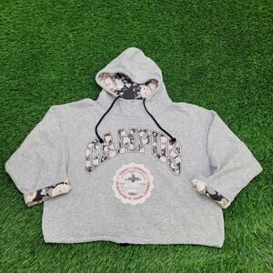 Vintage 1990 Campus Crop Hoodie Womens XL/2XL 23x19 Flower